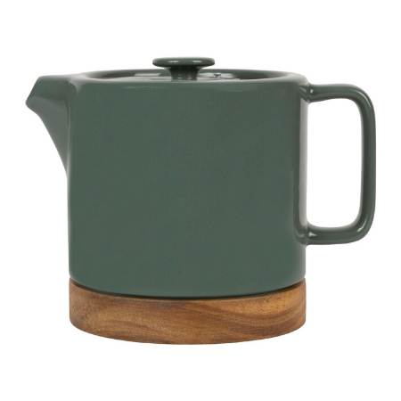 Theepot Nordika met filter op houten plankje (1liter)