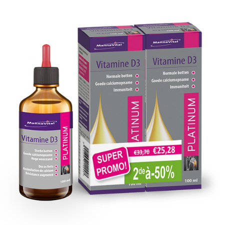 DUOPACK Vitamine D3 Platinum druppels Mannavital - 2x100 ml 2e aan -50%